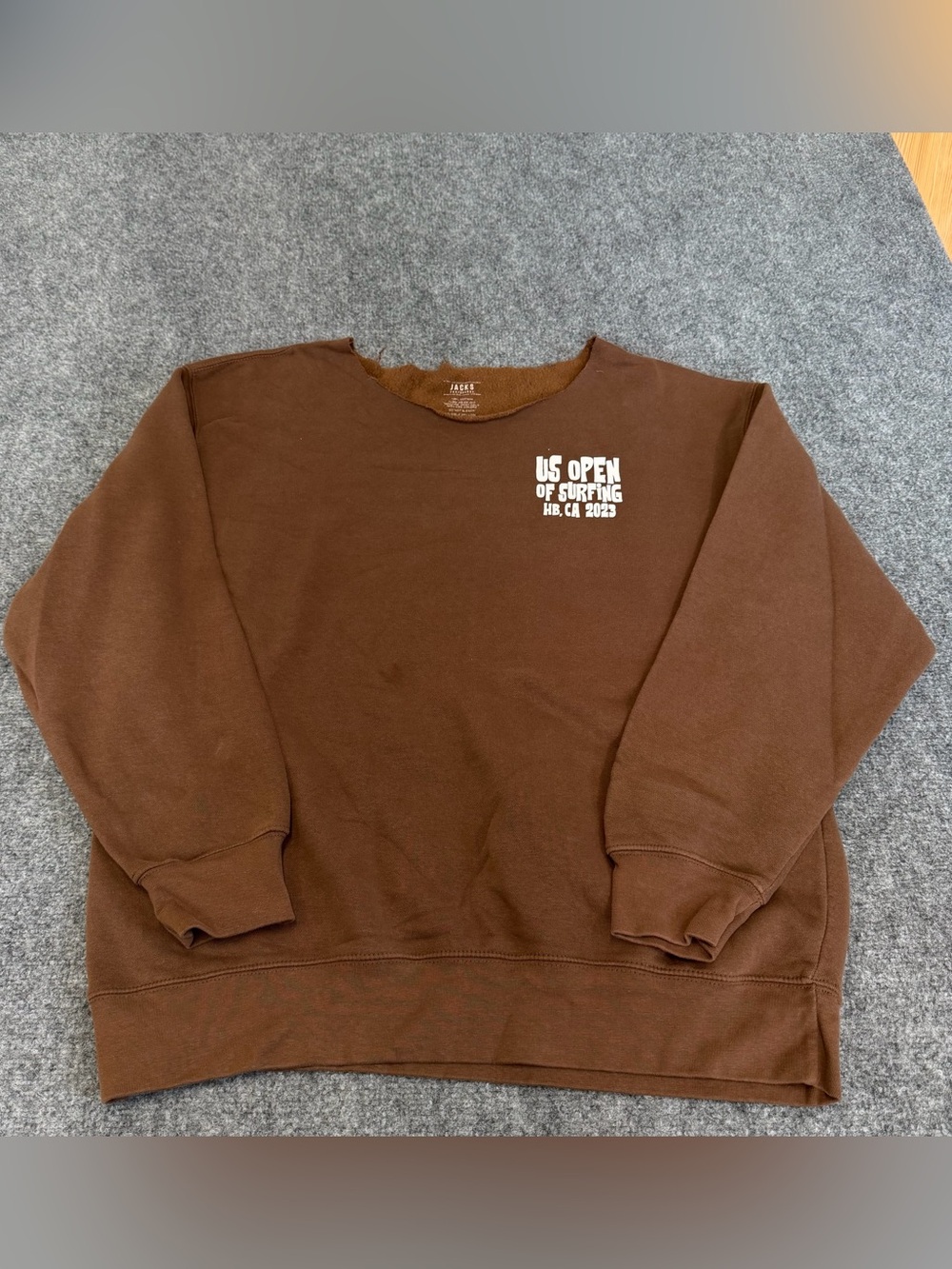 Brown Crewneck Sweatshirt with US Open of Surfing Logo